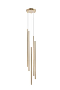 Lampa wisząca Sopel Premium 5 koło długi złoty szczotkowany 5xG9 – Sigma