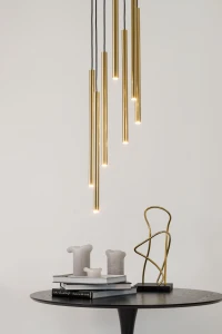 Lampa wisząca Sopel Premium 7 koło długi złoty szczotkowany 7xG9 – Sigma