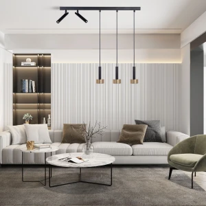 Lampa wisząca Stamp 3+2 czarny ze szczotkowanym złotem 3xGX53 + 2xG9 – Sigma