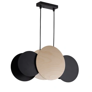 Lampa wisząca Tola 3 czarny z brzozą 3xE27 – Sigma