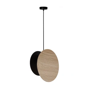 Lampa wisząca Tola 1 czarny z dębem 1xE27 – Sigma