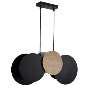 Lampa wisząca Tola 2 czarny z dębem 2xE27 – Sigma
