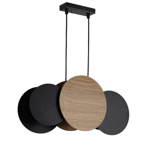 Lampa wisząca Tola 3 czarny z dębem 3xE27 – Sigma