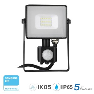Projektor LED V-TAC 10W SAMSUNG CHIP Czujnik Ruchu Funkcja Cut-OFF Czarny VT-10-S 6400K 800lm 5 Lat Gwarancji