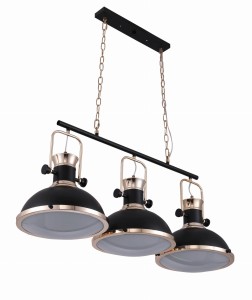 Lumina Deco Lampa Wisząca Potrójna Loft Czarna Batore W3