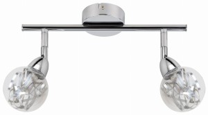 Bolo Lampa Sufitowa Listwa 2X6W Led Smd Główka Okrągła 1E Z Przegubem Klosz Wymienny Kd System Chrom/Bezbarwny