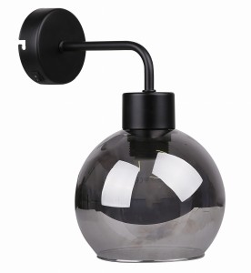Lady Lampa Kinkiet Czarny 1X40W E27 Klosz Dymiony