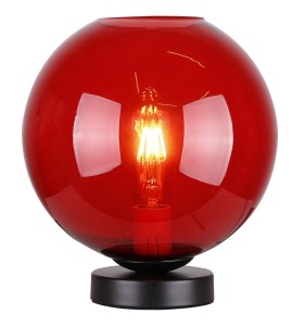 Lampa stołowa Candellux Globe czerwona z kloszem szklanym 1×E27