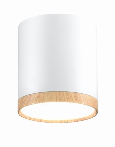 Lampa Sufitowa Tuba 5W Led 4000K Drewniany+Biały Śr. 6,8 Cm