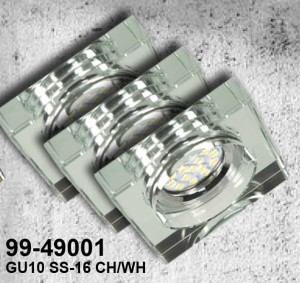 Zestaw Trzech Opraw Ss-16 Ch/Wh 3X3W Gu10 Led Z Żarówką Led Chrom Opr. Strop. Stała Kwadratowa Szkło Bezbarwne