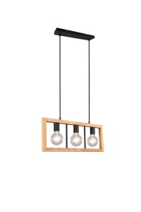 Lampa wisząca Agra drewno jasne i ciemne, czarny E27 313800332 - Trio